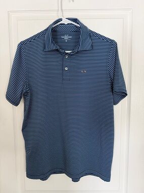 Vineyard Vines Blue and White Striped Polo